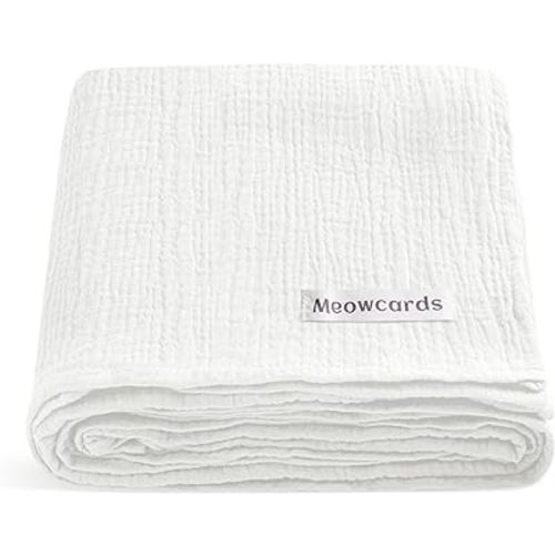 Muslin Swaddle Blankets for Baby, Unisex Baby Boys Girls Essentials, Large 47 x 47 inches, Boho Receiving Blankets Newborn Registry Must Haves (White, Simple)