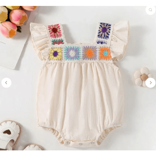 Crochet Strap Flutter Romper