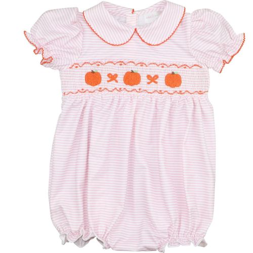 Pink Stripe Knit Smocked Pumpkin and Bow Bubble – Cecil & Lou