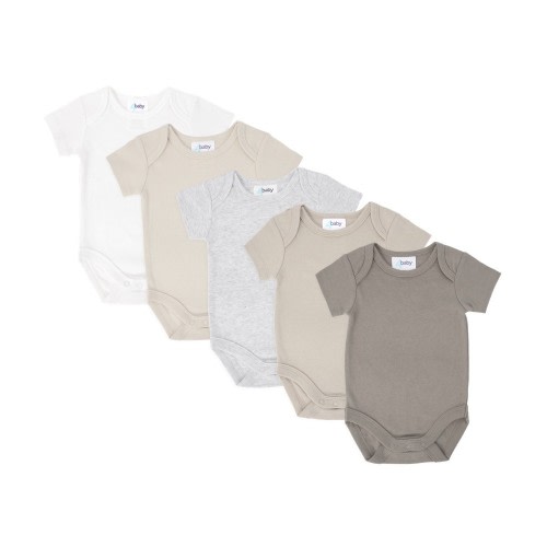 4Baby 5 Pack Bodysuit Short Sleeve Natural Multi