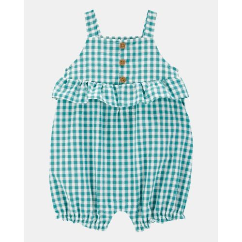 Baby Girl Gingham Tank Romper - Green - Carter's | Carter's