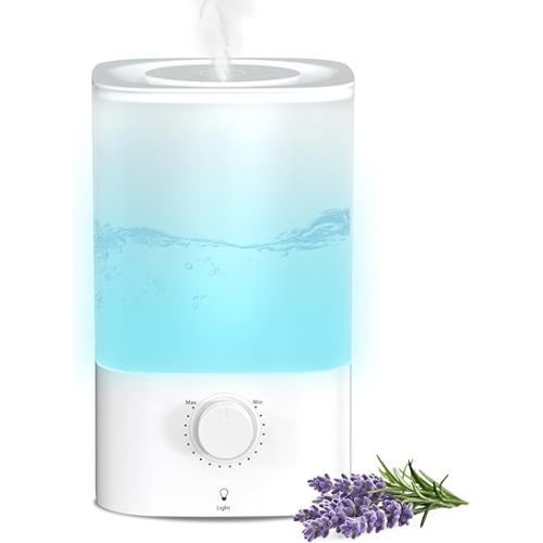 Electactic Top-Fill Cool Mist Bedroom Humidifier for Plants & Baby Nursery, 3.2L Large Capacity for up to 40H Runtime, Ultra Quiet <28dB, 3 IN 1, 5μm Fine Mist, BPA-Free for Living Room, Desk, Office