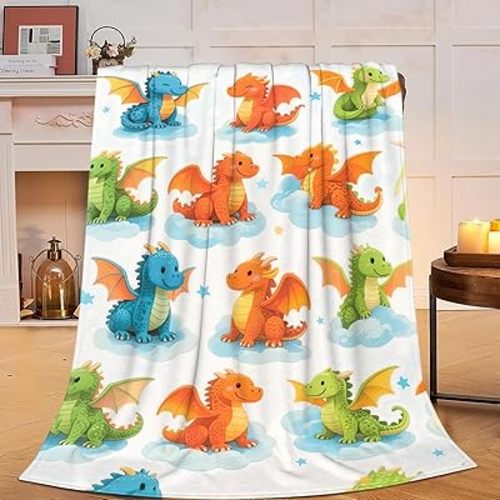 Dragon Blanket Dragon Gifts for Women Girls Cute Throw Blanket for Dragons Lover Soft Flannel Cozy Fleece Fuzzy Plush Warm Bedding Stuff for Kids Adults 60 x 80 Inch