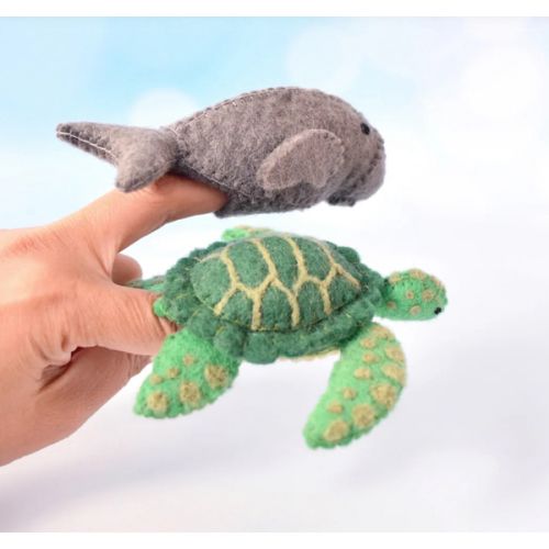 Waru and Dhangal – Sea Turtle & Dugong Finger Puppets Set