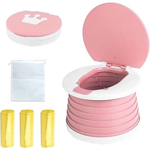 SunnySmile,Travel Potty,Car Potty for Toddler,Portable Toilet for Kids | Portable Toilet for Kids with 45 Liners,for Toddler Travel, Camping, Foldable, Indoor/Outdoor Use