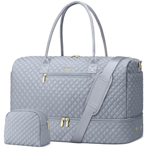 Travel Bag Weekender Bags for Women - Carry on Overnight Bag with Shoe Compartment Duffle Bag with Laptop Pocket Hospital Bag Grey