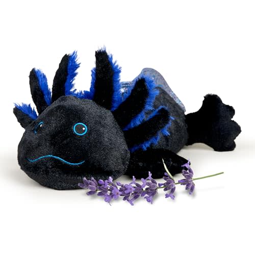warmies Microwavable & Weighted Stuffed Animals, Black Axolotl - Heated Stuffed Animal Plushie for Warmth & Comfort - Cute Soft Plush Toys for Adults & Children (Boys, Girls, Babies & Toddlers)