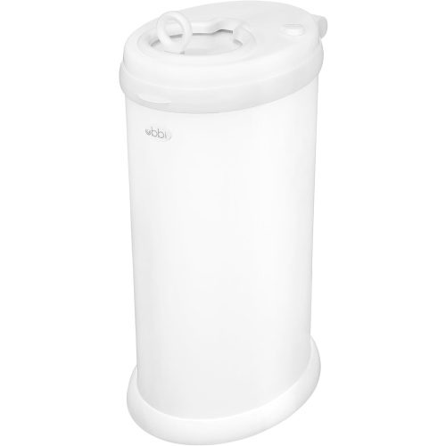 Ubbi Steel Nappy Bin - Odour-Locking Diaper Pail for Baby Nursery, No Special Bags Needed, Powder-Coated Stainless Steel, Childproof Lock, Award-Winning Baby Must Have & Newborn Essential, Matte White