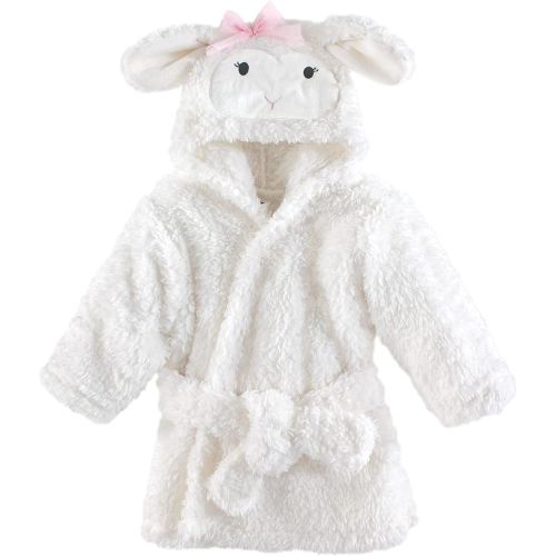 Hudson Baby Unisex Baby Plush Animal Face Bathrobe, Girl Lamb, 0-9 Months