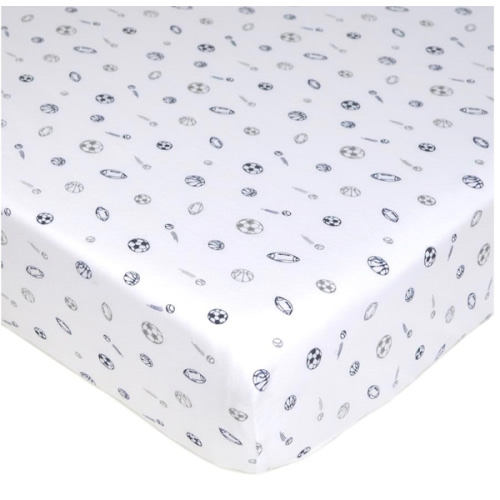 American Baby Company Fitted Crib Sheet 28" x 52", Soft Breathable Neutral 100% Cotton Jersey Sheet, Navy/Gray Sports, for Boys and Girls, Fits Crib and Toddler Bed mattresses