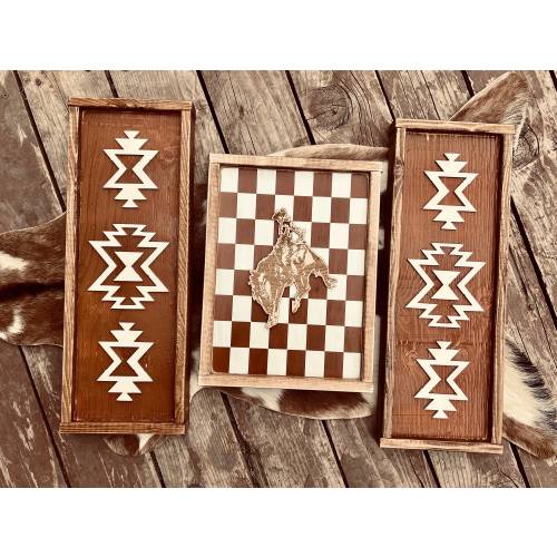 Checkered Bronc & Aztec Sign set *MADE TO ORDER*
