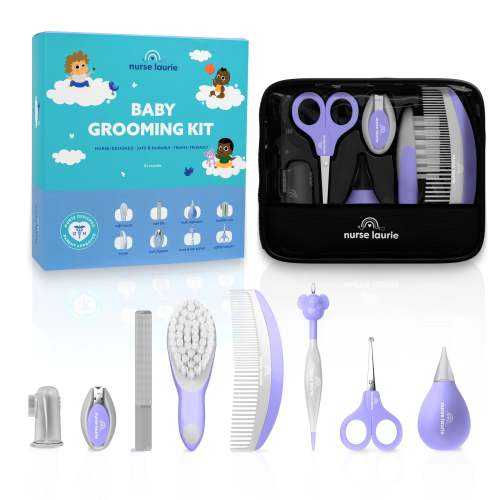 Deluxe 9-in-1 Baby Grooming Kit by Nurse Laurie – All-Inclusive, Hospital-Grade, Travel-Ready - Lavender Purple