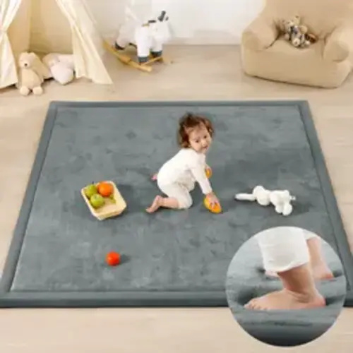 PaPaMat Baby Play Mat for Floor, 1.5" Thick Upgrade Flannel/Coral Fleece Memory Foam Nursery Rug, 79''×59''Extra Soft Non-Slip Crawling Mat for Infants & Toddlers - TikTok Shop