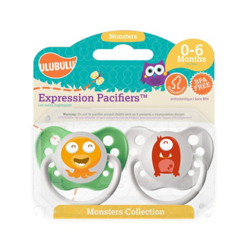 Ulubulu Orange & Red Monster Pacifiers 0-6M (Boy) - Parents' Favorite