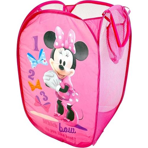 Disney Minnie Mouse Pop Up Hamper with Durable Carry Handles, 21" H x 13.5" W X 13.5" L