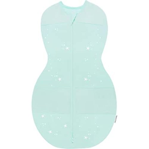 Happiest Baby Sleepea 5-Second Swaddle - 100% Organic Cotton Baby Swaddle Blanket - Doctor Designed Promotes Healthy Hip Development (Teal Stars, Small)