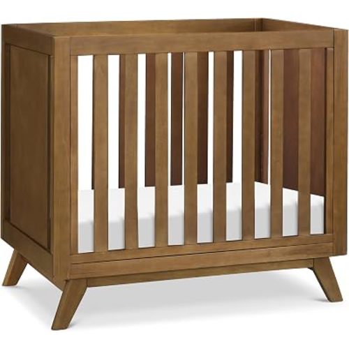 Davinci Otto 3-in-1 Convertible Mini Crib with 4" Mattress in Walnut, Greenguard Gold Certified