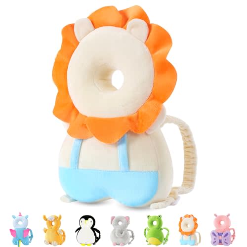 JunNeng Baby Head Protector Backpack, Toddler Walking Fall Head Protection, Yellow Lion