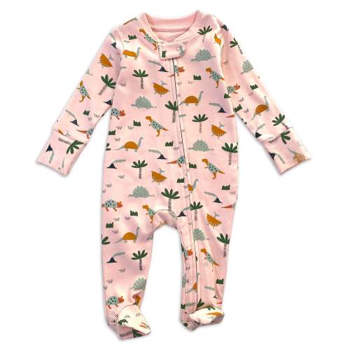 Organic Cotton Dino Zipper Jumpsuit Footie for Babies by Viverano