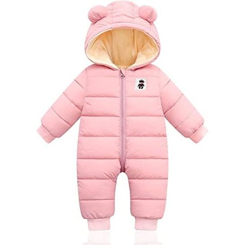 XMWEALTHY Baby Clothes Cute Infant Toddler Snowsuit Warm Newborn Boy Girl Winter Coats Hooded Zip Jumpsuit