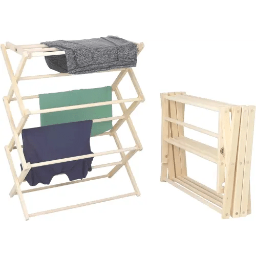Pennsylvania Woodworks Premium American Maple Clothes Drying Rack - Handcrafted in Pennsylvania - Solid Wood Construction, Collapsible, Eco-Friendly Laundry Solution (Medium)