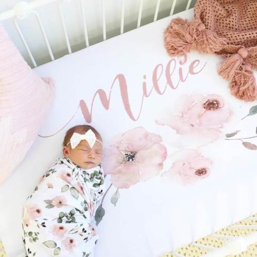 Millie's Dusty Rose Garden Personalized Crib Sheet