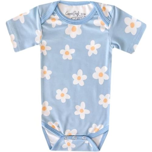 Copper Pearl Short Sleeve Bodysuit Baby: Ultra Soft Bodysuits for Newborns, Boys, Girls, and Infants - Stylish, Comfortable, Overlap Shoulders, Premium Knit Fabric - Della, 18-24 Months
