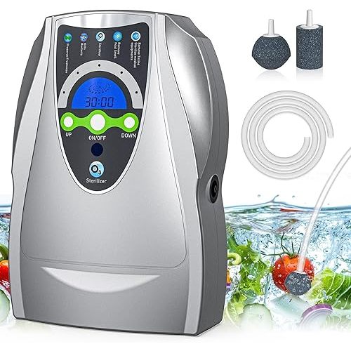 VTAR Ozone Machine, 500mg/h Multipurpose Ozone Machine Purify Air, Water, Fruits, Vegetables, Toothbrushes, Aquarium Cleaner Device in Water - Silver
