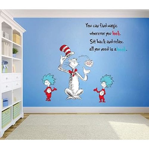 Runtoo Kids Inspirational Quotes Art Stickers - All You Need Is a Book Reading Room Decals for Bedroom and Classroom Wall Decor