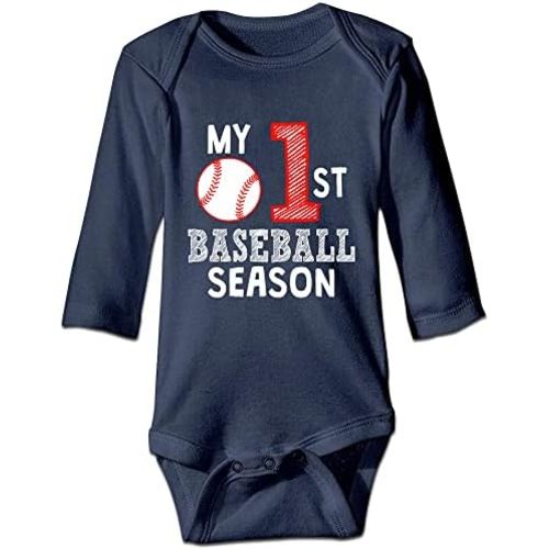 DOQOSESHY My First Baseball Season Boutique Baby Bodysuit Rompers Unisex Cotton Outfit, 3 Months, L-white