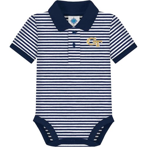 Creative Knitwear College Baby Striped Polo Bodysuit - Team Logo, Multiple Colors, for Boys & Girls (0-12 Months)