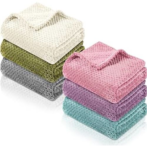 6 Pcs Baby Blanket Flannel Fuzzy Cozy Throw Blankets Soft Warm Fleece Sherpa Blanket for Newborn Infant and Toddler, Nursery Swaddling Blankets for Baby Kids,6 Colors (30 x 40 Inch)