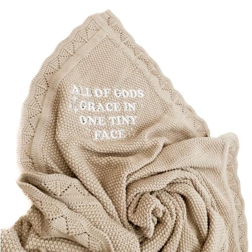 All of Gods Grace in One Tiny Face Tan Knit Blanket – OUR HOUSE ABOVE