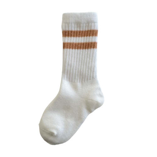 Tube Socks, White/Cafe Stripe