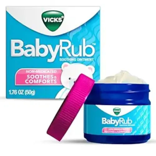 Vicks BabyRub Chest Rub Ointment with Soothing Aloe, Eucalyptus, Lavender, and Rosemary, from the makers of VapoRub, 1.76 oz