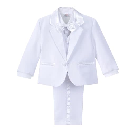 Dressy Daisy Baby Toddler Boy 5 Pcs Set Formal Tuxedo Suits No Tail Wedding Christening Baptism Outfits