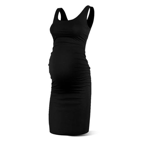 Rnxrbb S-2XL Women Summer Sleeveless Maternity Dress Pregnancy Tank Scoop Neck Mama Clothes Casual Bodycon Clothing