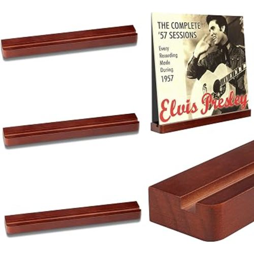 Vinyl Record Shelf Display, Brown, 3 Pack