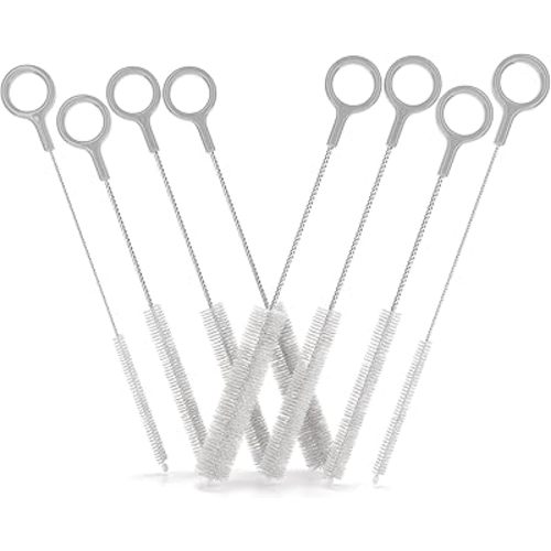 Buenalife Heavy Duty Cleaning Brushes Set of 8 - Extra Long Straw Cleaners for Metal and Plastic Reusable Drinking Straws, to Clean Small Spaces, Sippy Cups, Water Bottles - Sturdy Hard Brush Bristles
