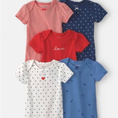 Baby Girl 5-Pack Beach Multipack Bodysuits - Red/White/Blue | Carter's