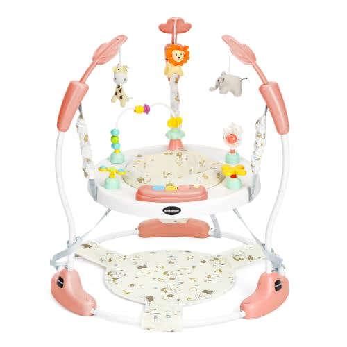 Kinder King Baby Activity Center, Music & Lights, Adjustable Heights, Pink | Baby Jumper with 360° Rotating Seat, Infant Play Table w/Detachable Interactive Toys, Gift, Ages 6 Months +