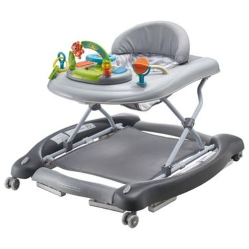 4-in-1 Foldable Baby Walker with Wheels, 3-Height Adjustable Sit to Stand Walker for Infants