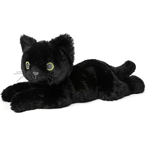 Black Cat Stuffed Animals, Microwavable Stuffed Animal Adorable Fluffy Cat Plush for Warmth & Comfort, Heatable Coolable Lavender Scent Cat Toy, Cute Soft Plushies Cat Gifts for Kids Boy Girls & Adult