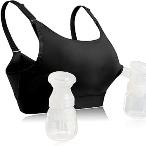 Hands Free Pumping Bra Hands-Free Breast Pump Bra Nursing Bras for Pumping Adjustable Breast-Pumps Holding and Nursing Bra,Black,Small