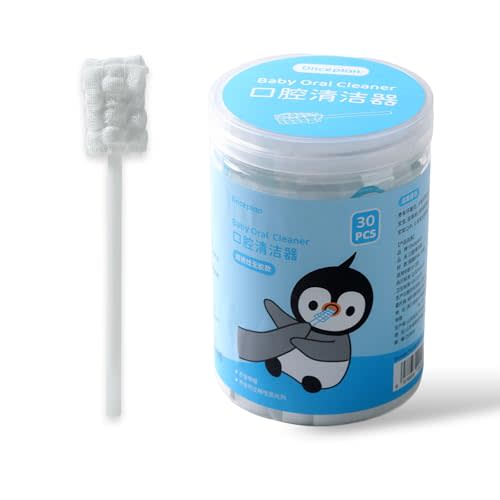 Onceplan Baby Oral Cleaner, 30 Pcs 0.91’’x 0.51’’ for Oral Cleaner Head, Disposable Infant Mouth Cleaner Dental Care for 0-36 Month Newborn, Soft Gauze Cleaning Stick