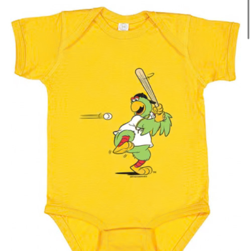 Pittsburgh Pirates Pirate Parrot Baby Mascot At Bat GOLD One Piece - 974801183