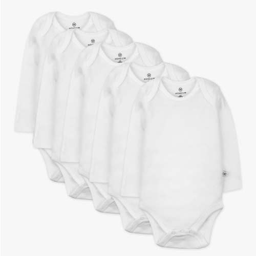 Amazon.com: HonestBaby unisex baby 5-pack Organic Cotton Long Sleeve Bodysuits and Toddler T Shirt Set, Bright White, 0-3 Months US: Clothing, Shoes & Jewelry