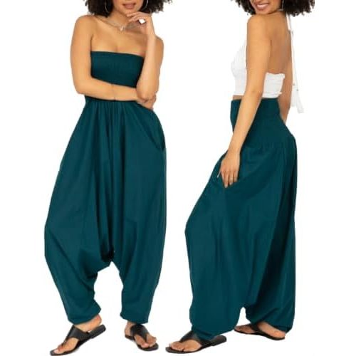 likemary Harem Pants Womens Jumpsuits 2-in-1 Boho Tube Top Strapless Romper