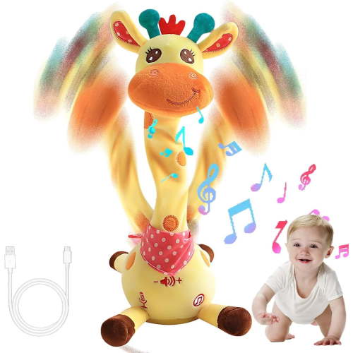 Dancing Talking Giraffe Toy, Musical Giraffe Toy – Sings, Dances & Repeats What You Say, Interactive Mimicking Toy with Recording, Shining LED Lights