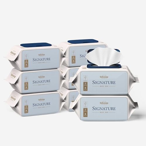 BEBESUP- Korea’s #1 Signature Baby Wipes - Hypoallergenic Water-based Unscented Alcohol-Free Ultra-Thick Super Seed Extracts Organic Plant-Based for sensitive skin Flip-Top 560 Count (8 Packs)